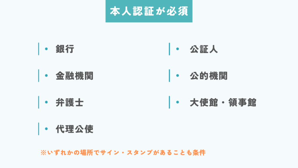 本人認証されたパスポートのコピーについて