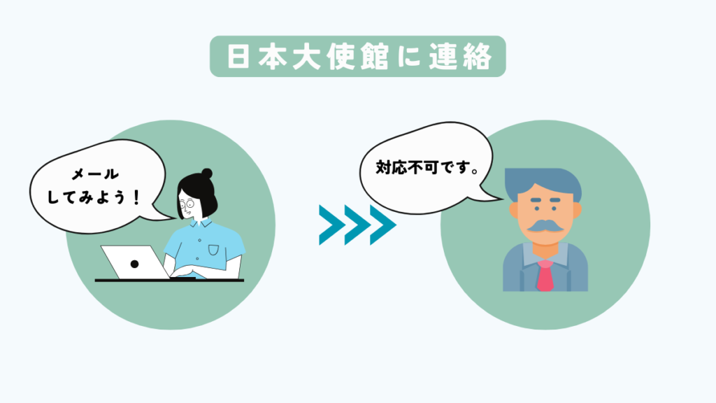 日本大使館に連絡