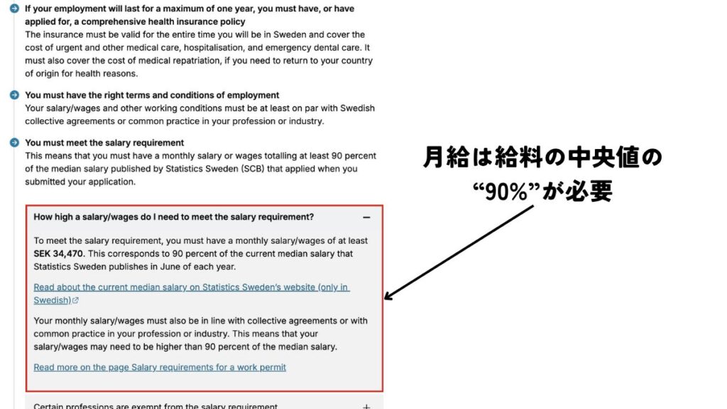 月給はスウェーデン統計局（SCB）が公表している給料の中央値の "90%"