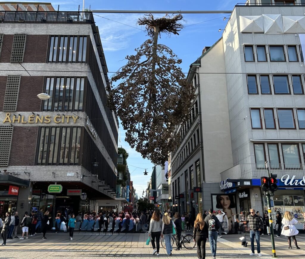 巨大な木が吊るされる